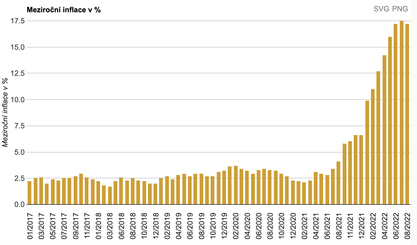 Vývoj meziroční inflace